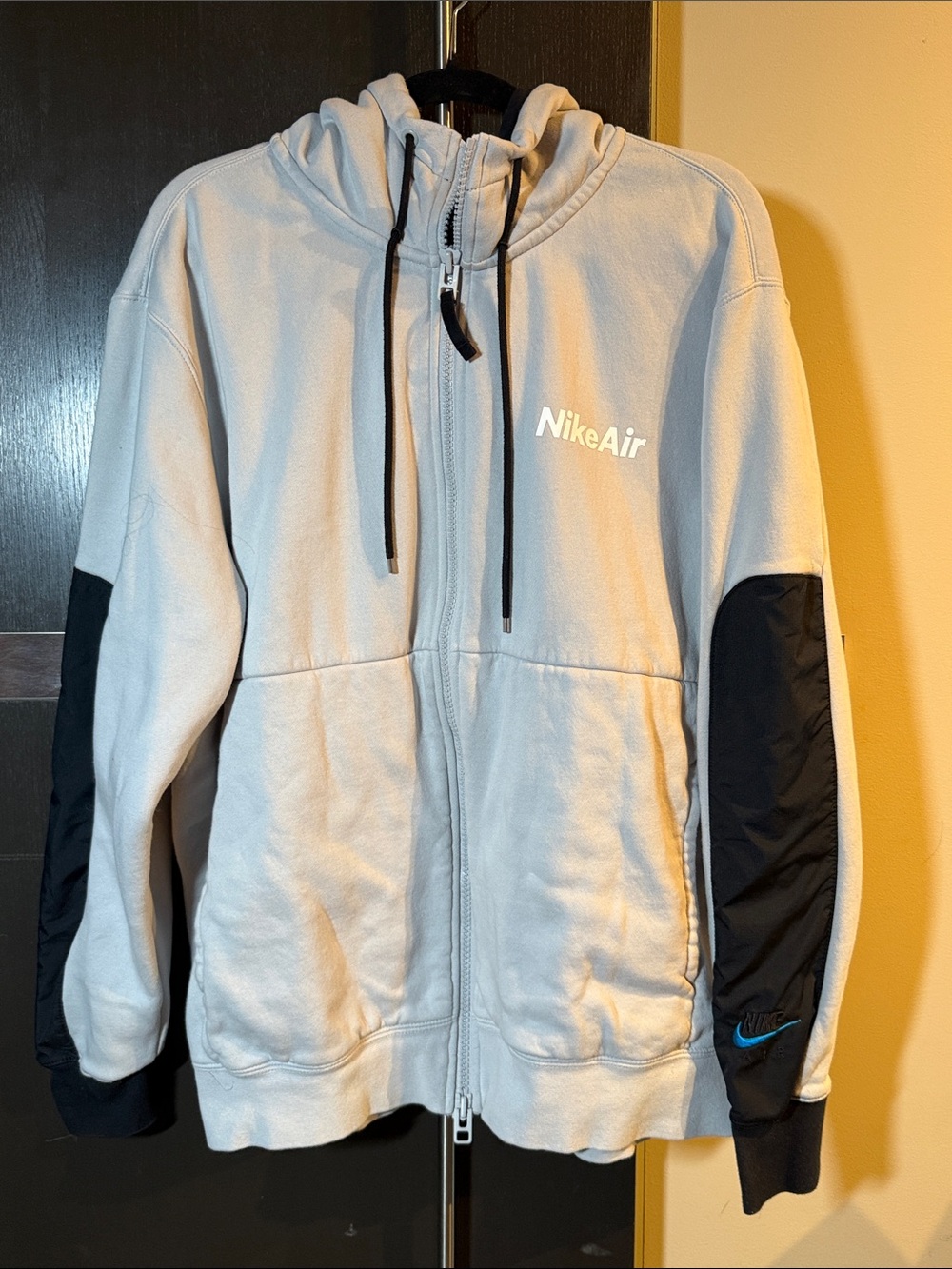 Nike Light Gray and Black Nike Air Full-Zip Hoodie